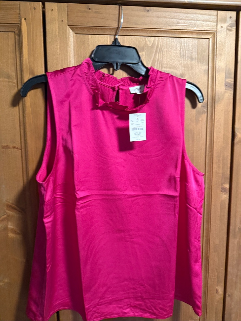 Bright Fuchsia Sleeveless Ruffle Neck Top new w tags
